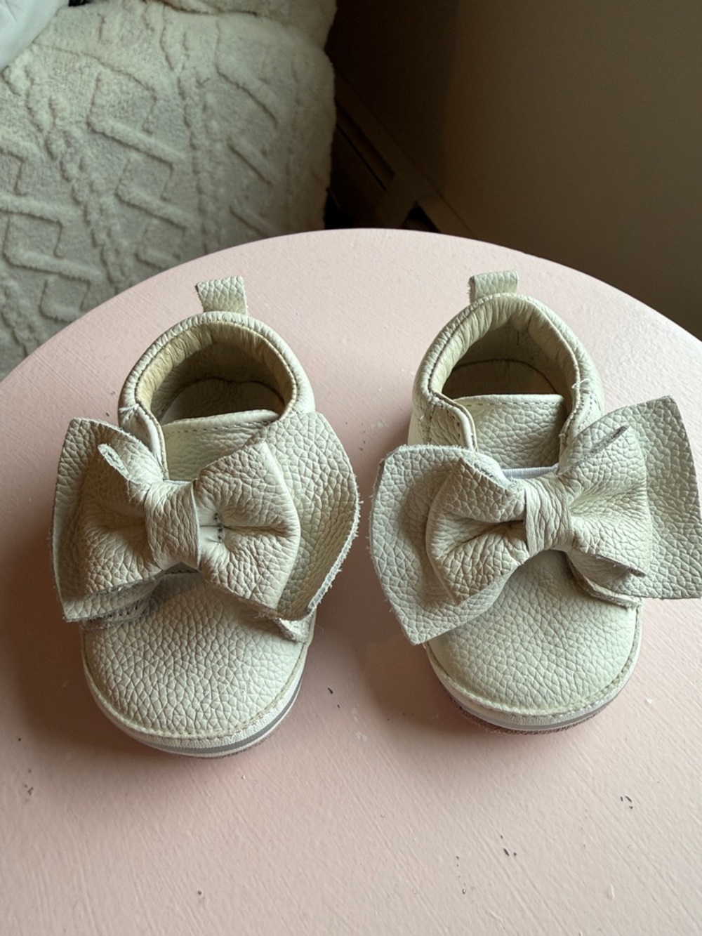 Robeez Cream Bow Slip-On Baby Shoes